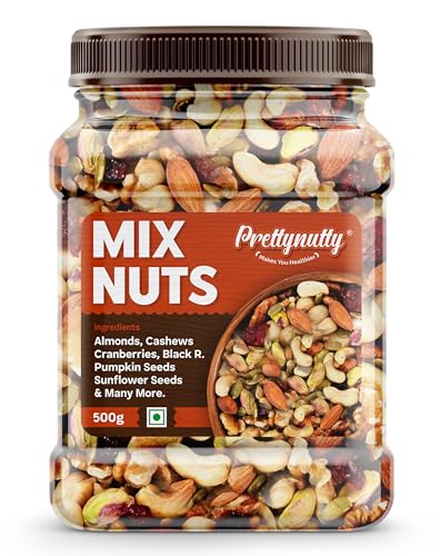 PrettyNutty Healthy Nutmix 500g, Dried Almonds, Black Raisins, Ca...