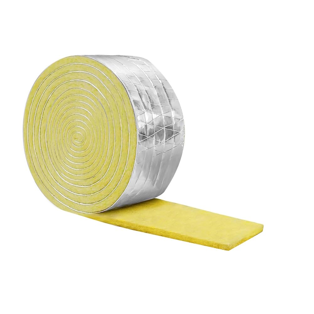 Udsknv[Ksl As Shown Water Pipe Insulation Wrap, 32.8 Ftx 3 In Foiled Back Fiberglass Pipe Insulation Foam Tape Wrap