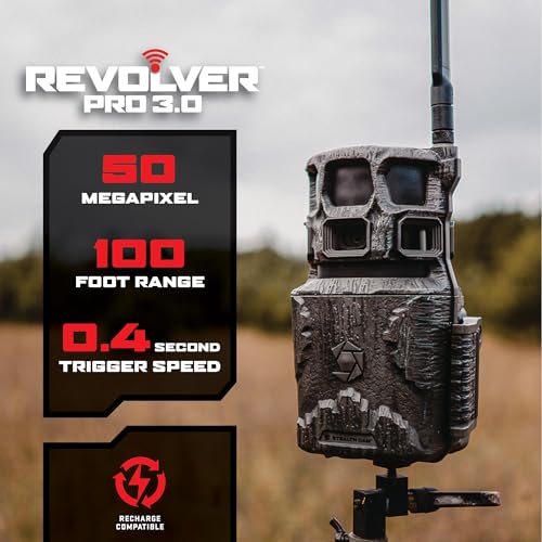 Image of Stealth Cam Revolver PRO 3.0 360 Cellular Trail Camera Indoor /Outdoor Security Camera 50MP Photos 1440P QHD Video with Audio Dual-Core AI Detection with Rack Alert PIR Zone Control 32GB Memory | 50MP Photos, 1440p Video, Dual-Core AI with Rack Alert and Pir Zone Select, 16GB Internal, 100ft Detection