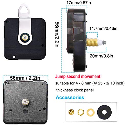 High Torque I Shaft Hands Quartz Diy Wall Clock Movement Mechanism With 9.1 Inch Long Spade Hand Battery Operated Repair Parts Replacement, 3/10 In Max Dial Thickness, 4/5 In Total Length #TOP1