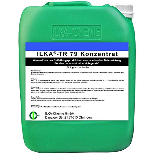 ILKA® - TR 79 BIO-Fettlösekonzentrat Entfetter | 10L | Fett-Reiniger | Fettlöser Fettfleckentferner (mit Lebensmittelzulassung) auch für textile Bodenbeläge, Saunareiniger