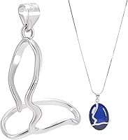 PLIGREAT 925 Sterling Silver Pendant Base for Irregular Shape Gemstones Setting Prong Blank Settings Pendant Mounting Setting for DIY Necklace Charm Crafts Jewelry Making