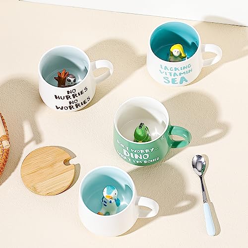 Dinosaurier Keramik Tasse Lustig Personalisiert, Kawaii Süße Coole Sachen Kaffeebecher Cappuccino Lustige Tassen Personalisierte Dankeschön Beste Freundin Geschenke für Frauen, Männer, Mädchen
