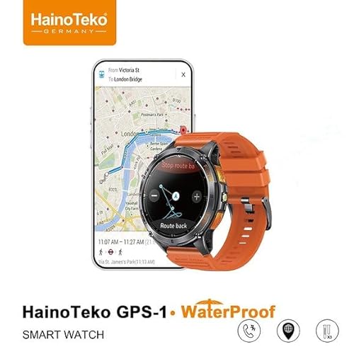 HainoTeko GPS1 Waterproof Smart Watch With GPS AMOLED Display in-Buit Torch and 3 Pair Strap Designed For Gents and Boys