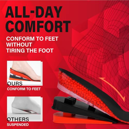 ERGOfoot Height Increase Insoles for Men, 4 Layers Adjustable Shoe Lifts Up to 3.54 Inches, Comfortable Height Boosting Insoles, Relieve Foot Pressure, Make You Taller All Day3