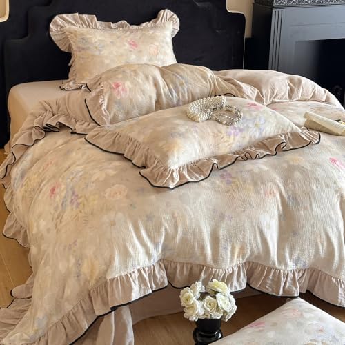 Image of VM VOUGEMARKET Vintage Flower Duvet Cover Set King