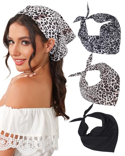 AWAYTR 3Pcs Triangle Hair Scarf Headband for Women Tie Back Head Scarf