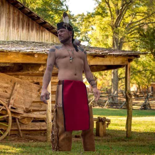 Miniatura 5 de Pantalón Langot Rojo Oscuro Native Loincloth para pow Wow Regalia tamaño estándar India Made, Rojo -