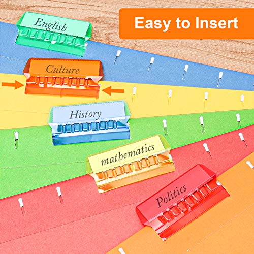 120 Sets File Folder Tabs Multicolor Hanging File Folder Tabs with Blank Inserts 2 Inches Plastic Hanging File Tabs for Hanging Folders - Thumbnail 3