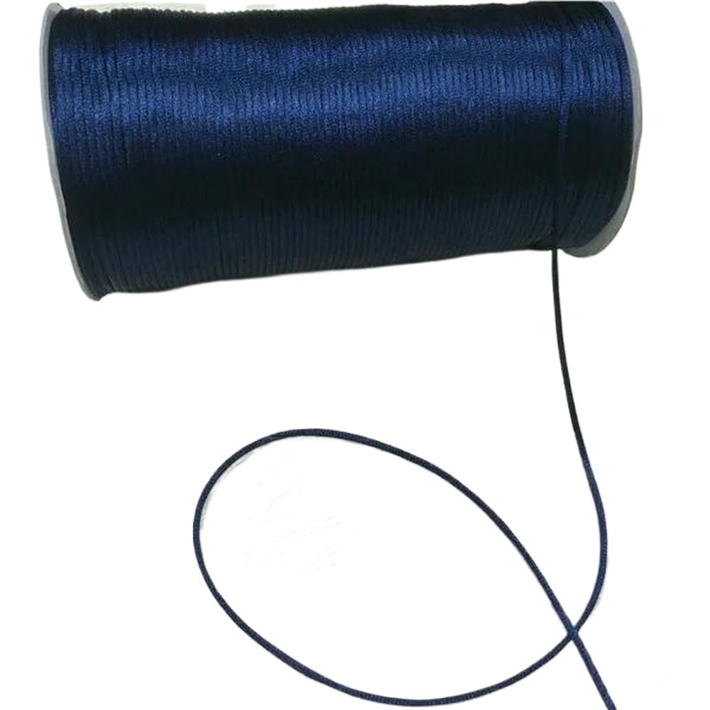 Sznurki do koralików, Pleciony sznurek do makramy 2mm wielokolorowy 10-225m(Navy Blue 508,225meters whole roll)