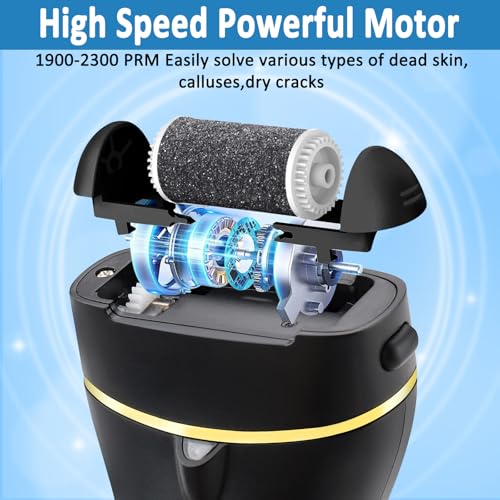 Foydream Pedicure Elettrico,Calli Piedi Rimozione con 3 Rulli Ricaricabile Raspa Piedi Professionale Kit per Piedi Rimozione Calli Pelle Dura Secca - 2