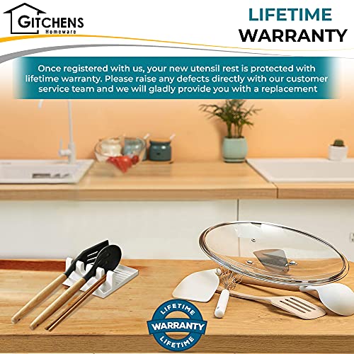 Gitchens Premium Utensil And Spoon Rest With Deep Drip Pad And Pot Lid Holder | Utensils And Spoons Cooking Stand For A Clean Grill, Stove And Kitchen | 2 Pack (White And Grey) With Hanging Hooks #TOP7