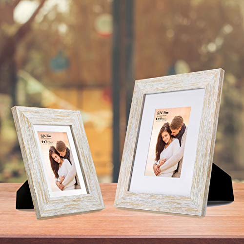 Lavie Home 5X7 Picture Frames (3 Packs, White Golden Finish) With Real Glass, Wall Or Tabletop Display Pictures 4X6 With Mat Or 5X7 Without Mat, French Country Style Perfect For Home Decor #TOP6