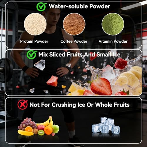 FANS-ONE Electric Protein Shaker Bottle, 24 oz USB-C Rechargeable Shaker Cups for Protein Shakes and Meal Replacements, Electric Mixer Portable Blender Self Mixing Cup for Gym Workout, Black — view 3