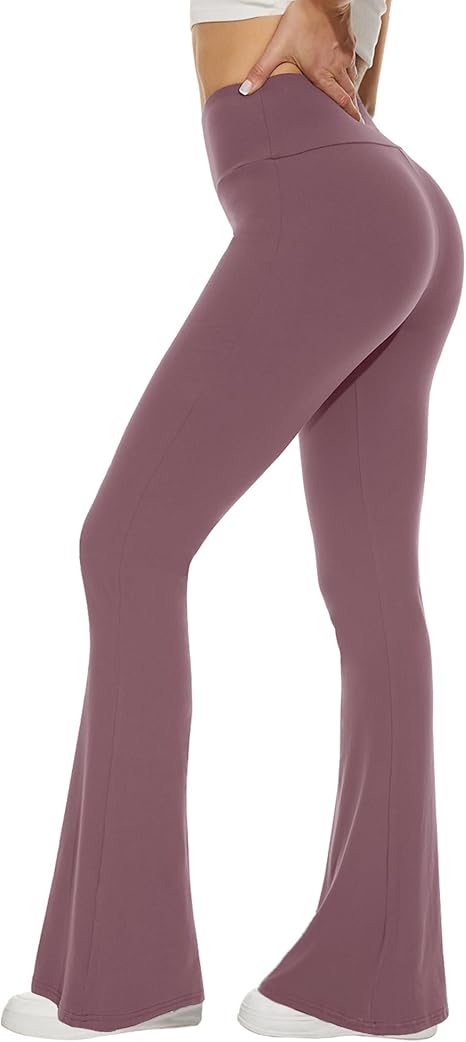 Sundwudu Black Flare Yoga Pants for Women - Soft High Waist Bootcut Leggings Tall & Long Bootleg Pants for Women