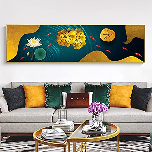 Impression Toile Poisson Lotus Style Chinois pour Créer un Salon Zen et Chaleureux
