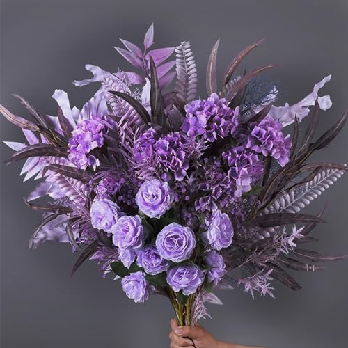 FagusHome 30 Pcs Silk Hydrangea Heads Artificial Flowers Heads and Stems Fake Hydrangea Flowers for Home Wedding Decor (Purple) - Image 4