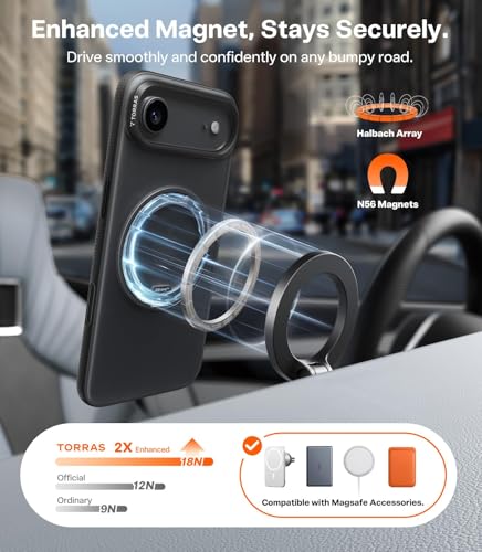 Coque iPhone Air aimantee MagSafe TORRAS Ostand O3 protection antichoc noire