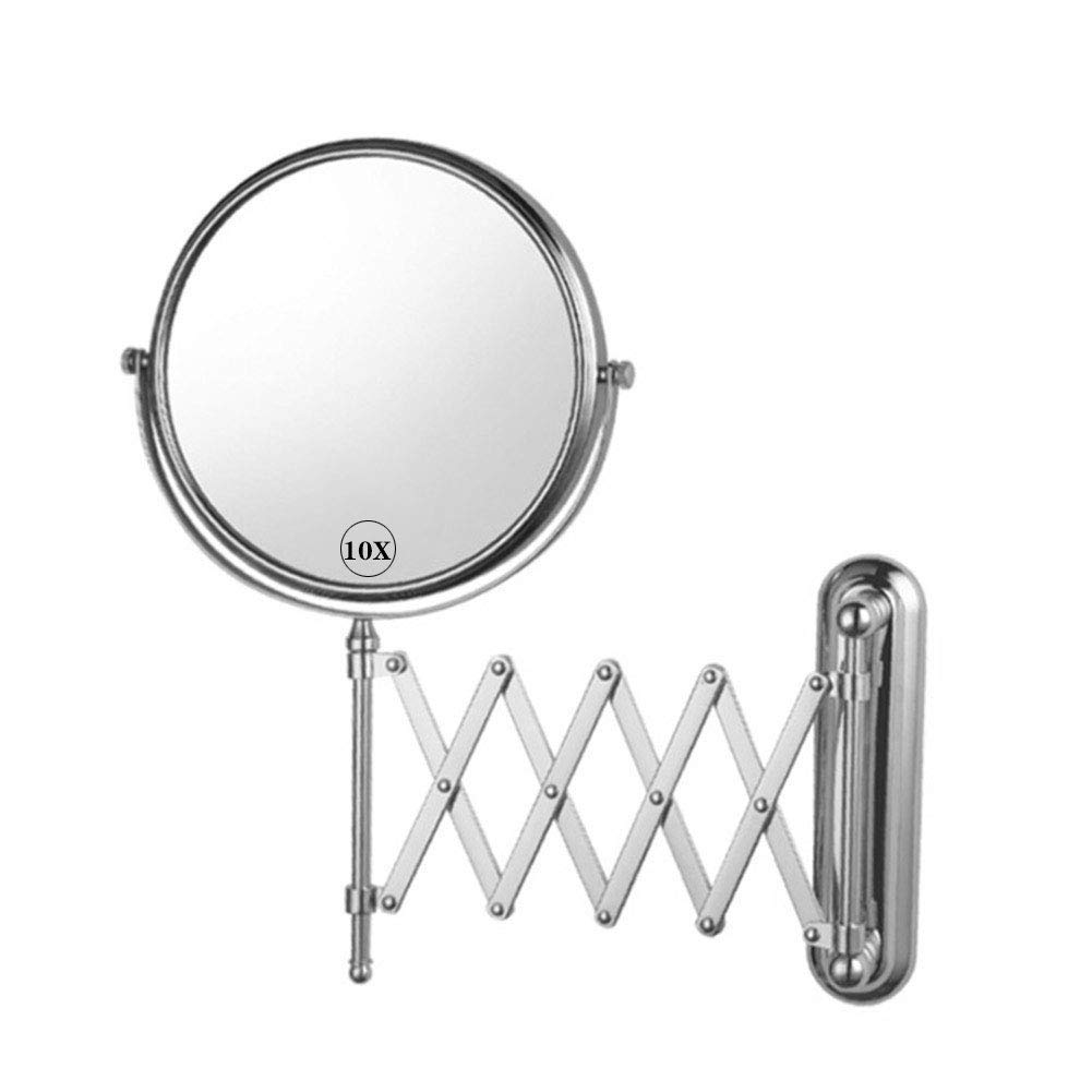 Miroir de maquillage mural 10X double face orientable pour salle de bain