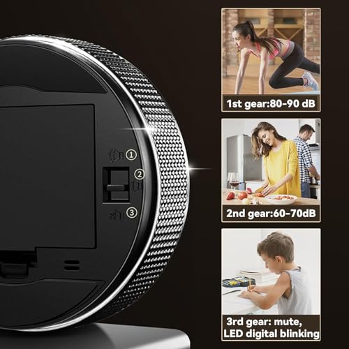 Eshome Digital Kitchen Timers, Magnetic Visual Timer Large LED Display Magnetic Countdown Countup Timer Volume Adjustable for Classroom Cooking Baking Teaching, Easy for Kids and Seniors (Black) - Image 3