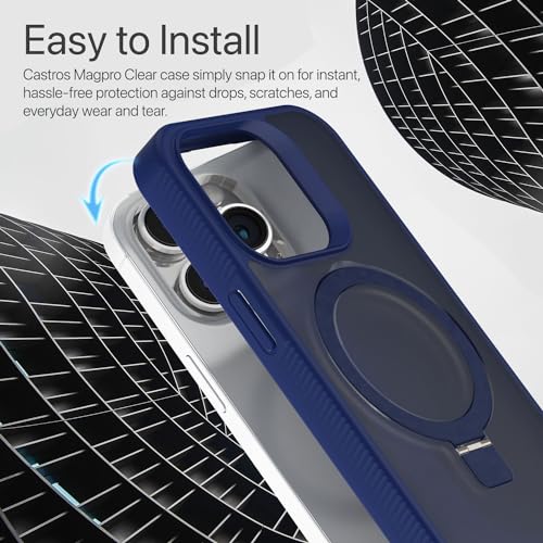 Image of Vaku Luxos Astros Magpro Back Cover Case for iPhone 15 pro with Magnetic Alloy Ring Metal Kickstand Scratch Resistant Slim Thin Military-Grade Protection Compatible with MagSafe - Blue