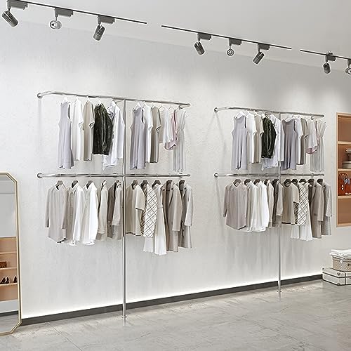 Portant mural pour vêtements en acier inoxydable de qualité commerciale supérieure