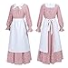 CR ROLECOS Womens Pioneer Dress Rose Pink Floral Prairie Dresses Pilgrim Colonial Costume Bonnet Apron 3 Pieces Set M
