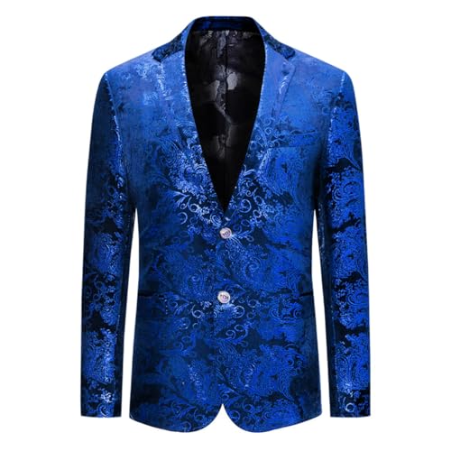 Allthemen Vardaglig blazer för män, paisleymönstrad kostymjacka, jacquardtyg, blazer med smal passform, blommigt tryck, stilig rock, moderiktig jacka, XXL