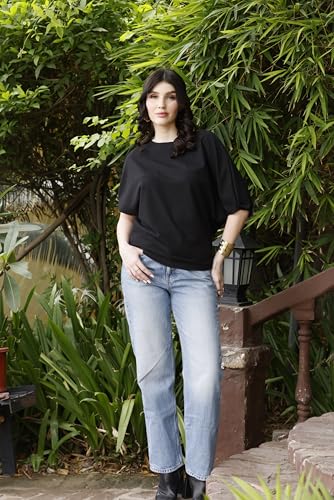 Image of Zilcon Womens Half Ballon Sleeve t-Shirt Tops Boat Neck Loose Fit Casual Workout T-Shirts