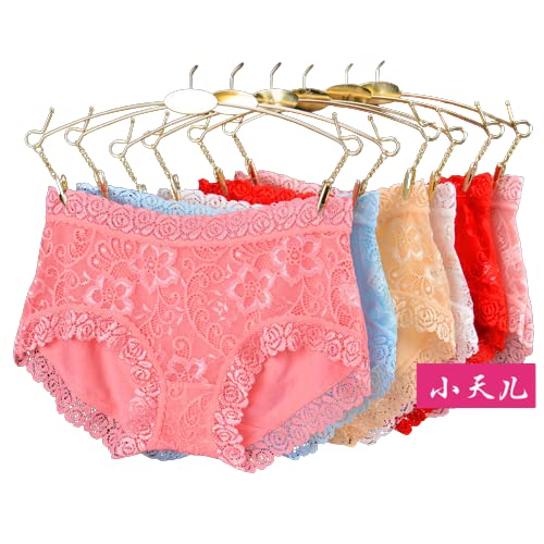 FashionIO® Womens Cotton Lace Net Material Low Rise Floral Design Panty with Lace Trim Multi Color-image-13