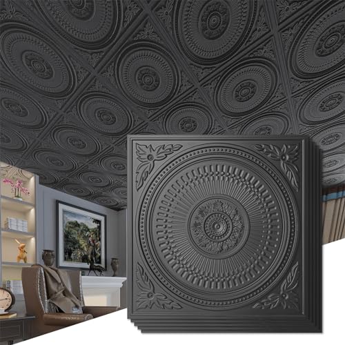 Image of Art3d 12-Pack 2 x 2 ft Drop Ceiling Tiles for Interior Decor, Black