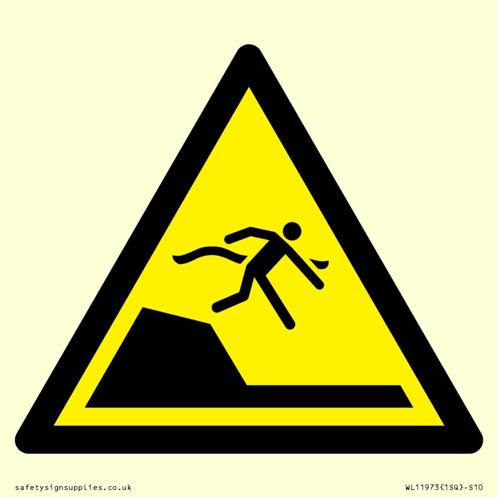 W050 Warning: Sudden drop in swimming or leisure pools Sign - 100x100mm - S10