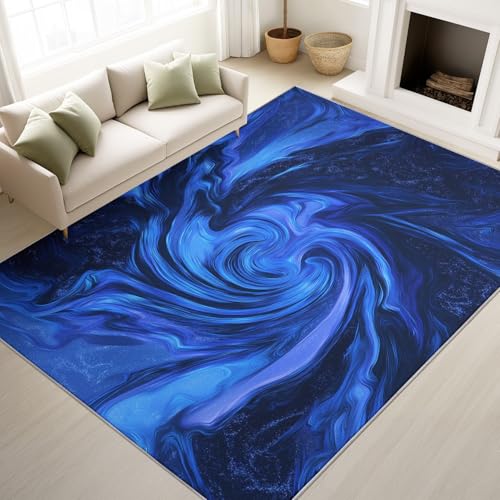 Dywan nadający się do prania w pralce gwiaździste niebo fantazyjny 120 x 160 cm abstrakcyjny antypoślizgowy dywan niebieski i czarny spirala gwiaździsta noc płyn salon sypialnia kuchnia wejście pokój