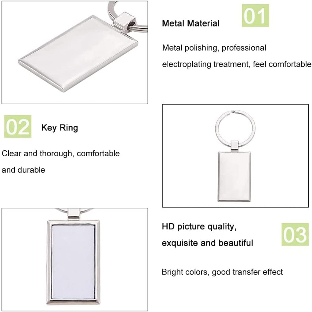 10pcs Sublimation Blank Keychain with Key Ring Heat Transfer Keychain for Christmas Valentine Graduation Day Present