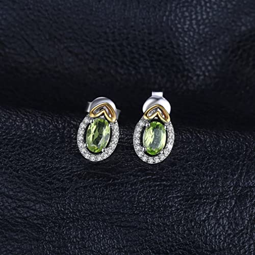 Boucles d'oreilles en pierre précieuse péridot vert coupe ovale