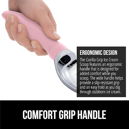 Miniatura 3 de GORILLA GRIP Cuchara de helado resistente sin BPA, mango ergonómico cómodo, cuchara de grado profesional para porciones redondas perfectas, para