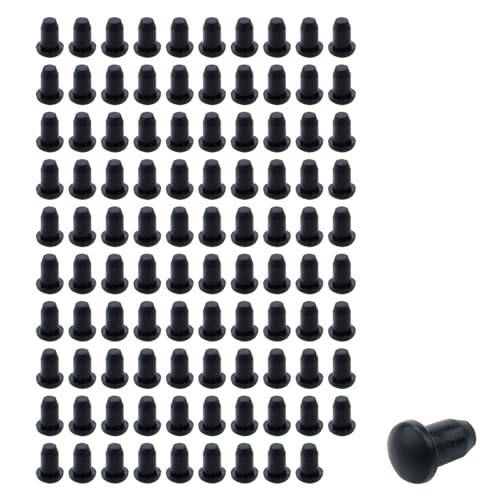 Tighall 100pcs Black Cabinet Hole Plugs Screw Cover Plastic 5mm Hole Plugs Insert End Caps