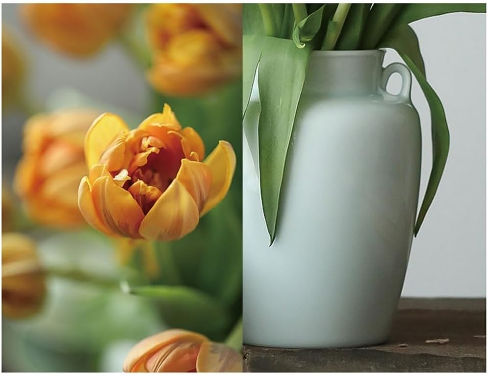 Vase Retro Simple Blue and White Porcelain Double Ear Flower Jar Vase Home Living Room Flower Arrangement Table Flower Vessel Suitable for Dining and Living Room Home decoratio