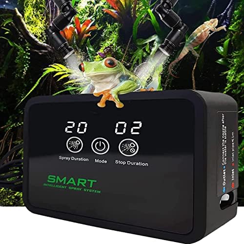 爬行动物加湿器,带可调节 360° 喷嘴的自动定时器,爬行动物雾化器带触摸屏,适用于爬行动物玻璃容器雨林植物,雨林植物智能雾化系统