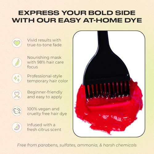 Image of INH Semi Permanent Hair Color | Color Depositing Conditioner | Pink Hair Dye | No Bleach, No Peroxide Temporary Aura Quartz Tint for Women, Men | Vegan, Ammonia Free, Sulfate Free, Ready to Use 6oz
