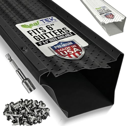 Image of LeafTEK Heavy-Duty Aluminum Gutter Guard System, Fits 6 in, 12 ft, Black