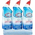 3 Clorox Toilet Bowl Cleaner with Bleach, Rain Clean 24 oz, BONUS Microfiber Cleaning Cloth