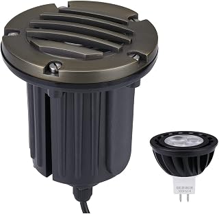Arrownine Low Voltage In Ground Lighting,Landscape Well Lights 9-17 V AC/DC Replaceable MR16 LED for Landscape Lighting Outdoor Ground Lights Walkway Driveway Light Brass Grated Top