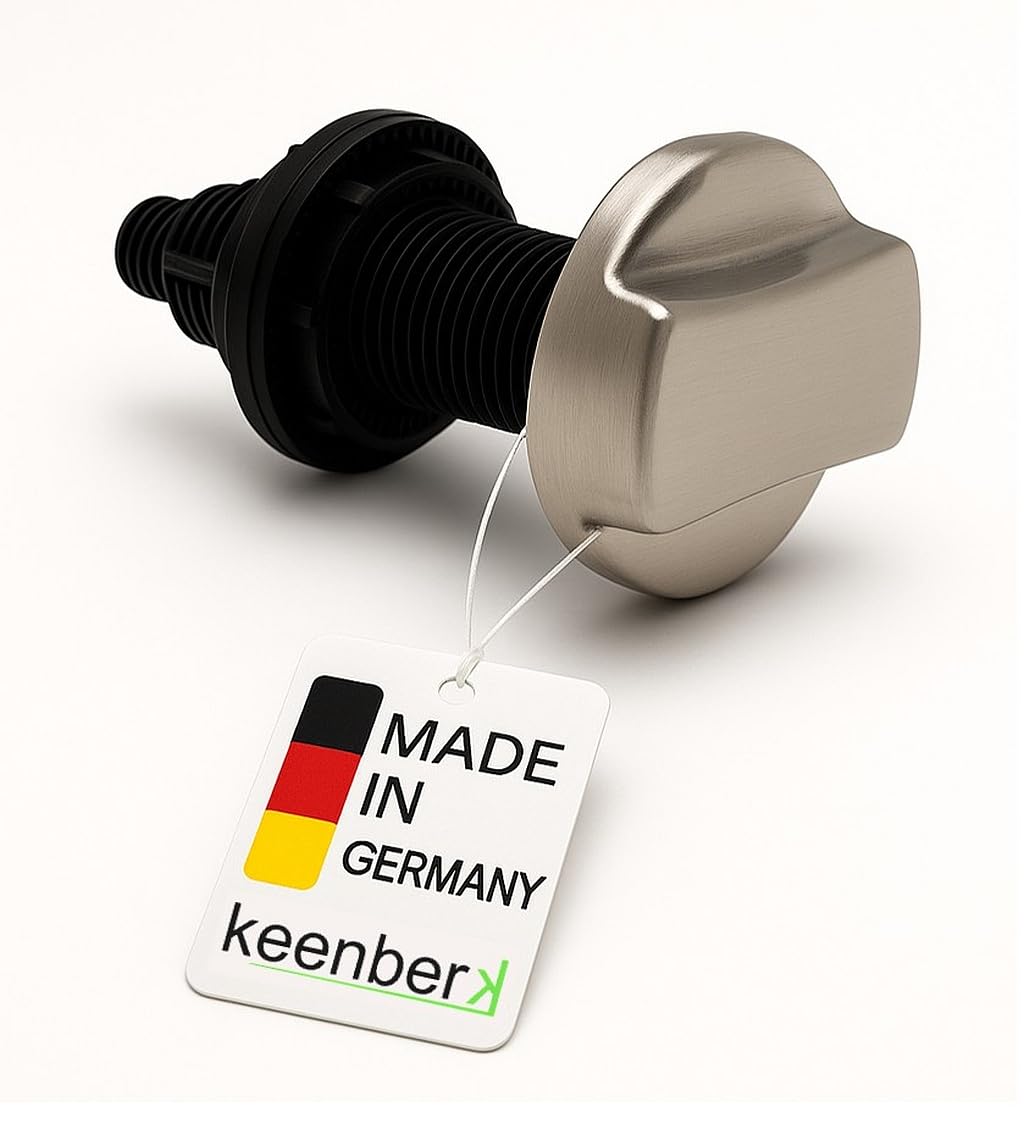 Küchenspüle Drehexcenter Ersatzteil Set - Kappe Edelstahl gebürstet + Drehbetätigung Ø 35 mm für Excenterventile in Premium-Qualität Made in Germany