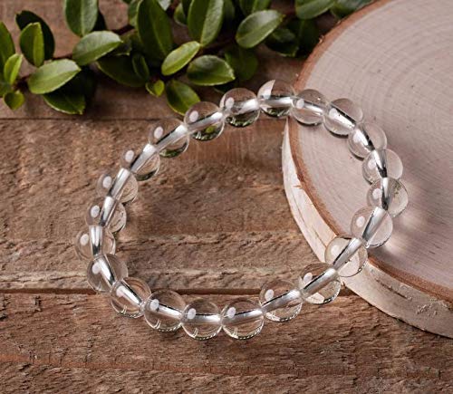 Jet International Crystal Quartz 8mm Beads Bracelet - Natural Healing Stone Bracelet for Clarity Energy & Positivity - Image 2
