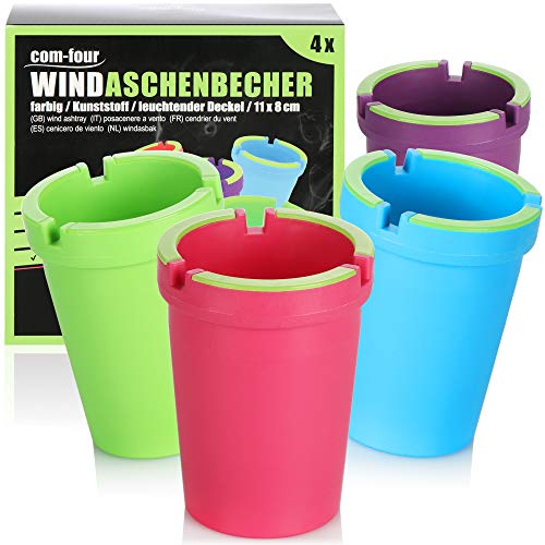com-four® 4x Aschenbecher für draußen - Windaschenbecher -...