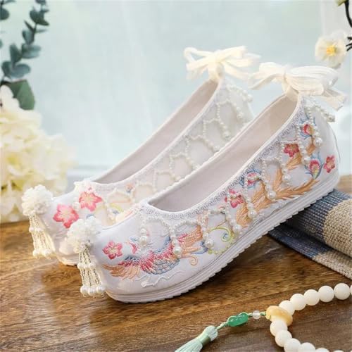 Women's Wedding Flats Shoes Embroidered Traditional Chinese Tassel Bride Shoes2