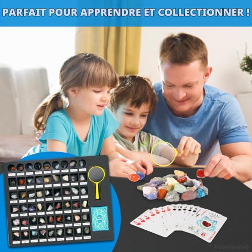 Ensemble de 54 pièces de collection Rock and Mineral, kit éducatif de pierres précieuses et pierres avec guide pour les plus de 6 ans – vue 3