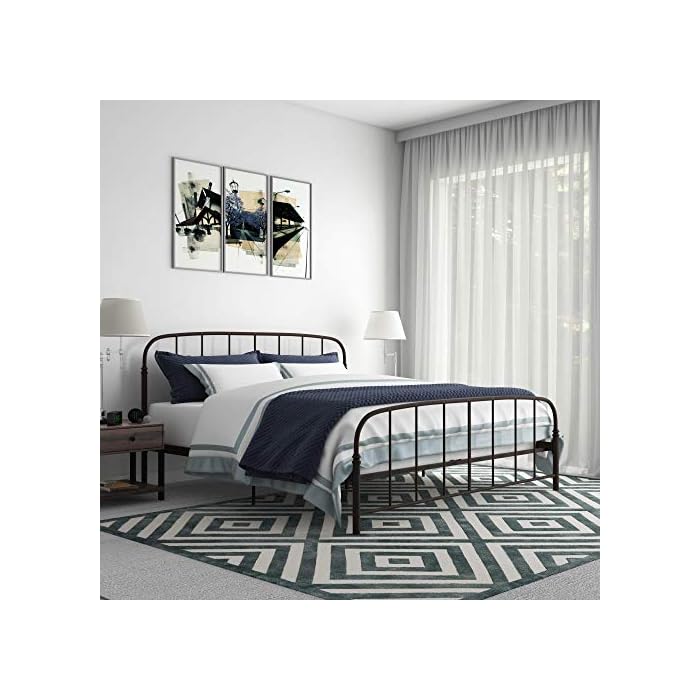 Buy DHP Lafayette Metal Platform Bed with Rustic Style Curved Headboard