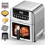 6QT Stainless Steel Air Fryer Ceramic 12 in 1, Dual-Blazes...